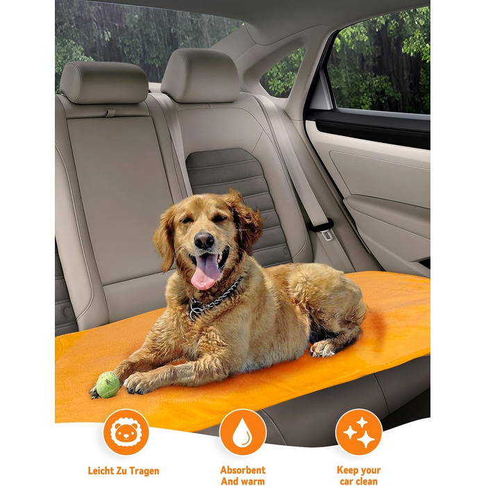 Рушник для собак JOOV E Dog Trockenmante: суперпоглинаючий, м'який, регульований для купання, плавання, прогулянок (Зелений жаб, Помаранчевий лев)