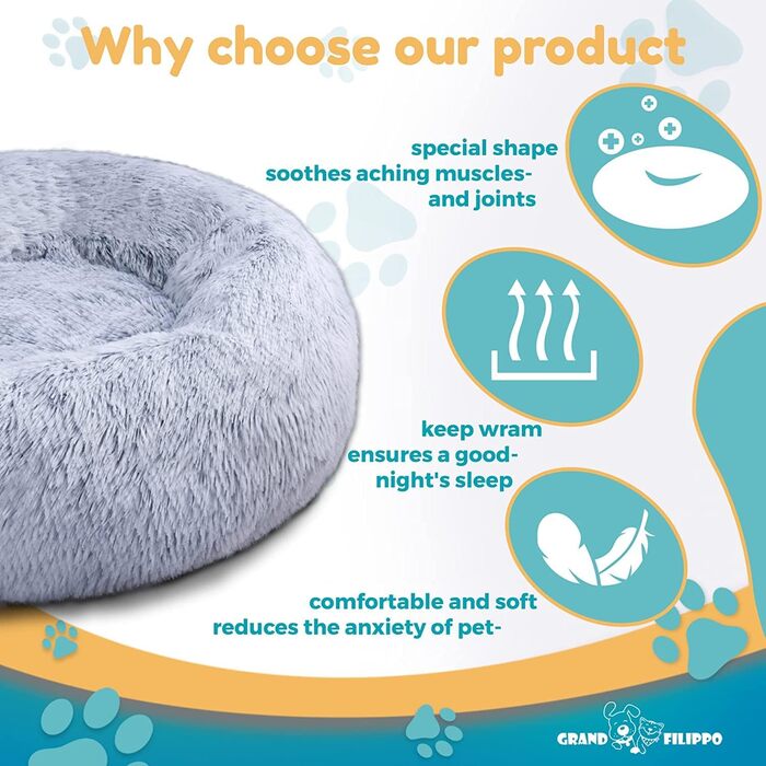 М'яке ліжко для собак знімний чохол 80 см - Ручна робота, пухнасте ліжко для собак, подушка для собак пухнаста - ліжко для котів, машинне прання - кругле ліжко для котів Бежеве 80 см Бежевий