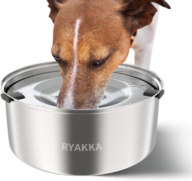 Миска для води для собак RYAKKA 3 л, нержавіюча сталь, проти розбризкування, не ковзає, автоматичний поїльник для домашніх тварин