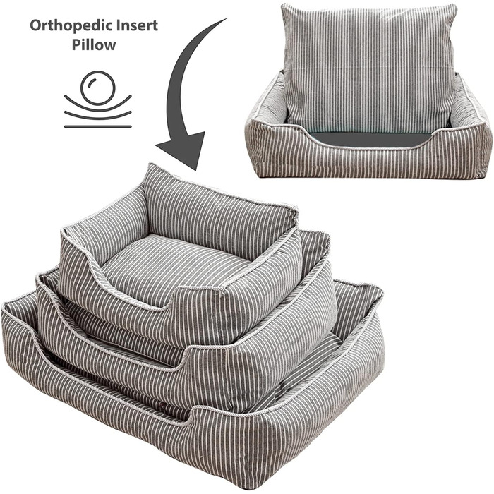 Ортопедичне ліжко для собак Petcute Hautierbett, зручне та миюче, для маленьких собак, знімний чохол (M, сірий)