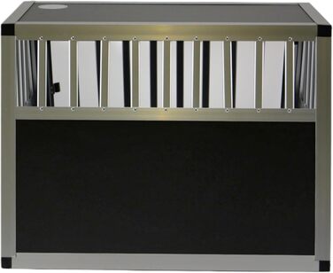 Транспортна переноска для собак DOGHEAD Ecoline, 70x60x50 см, алюмінієва, чорний/срібний колір