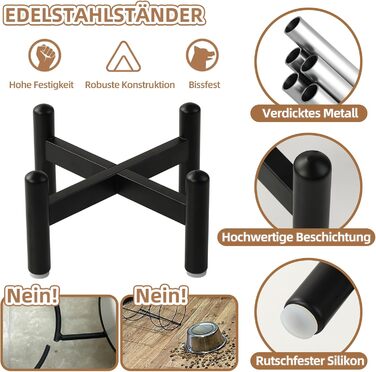 Антислизький годівниця для котів з кераміки з металевим підставкою - Підвищена годівниця проти заковтування - Лабіринтова миска для повільного годування - Рожева миска + метал - Рожевий колір