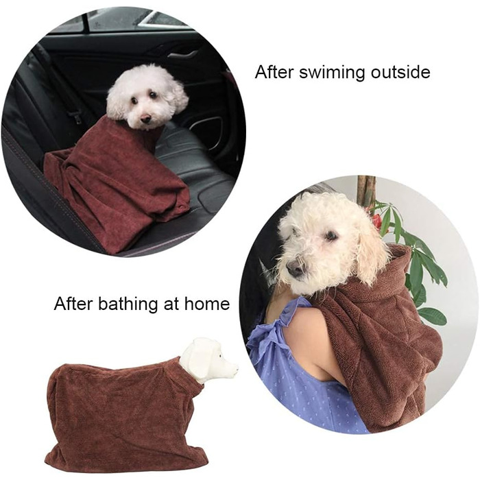 Халат для собак Харікаджі, рушник з мікрофібри, вбираючий, з блискавкою, для цуценят та собак малих та середніх порід M: довжина 82 см