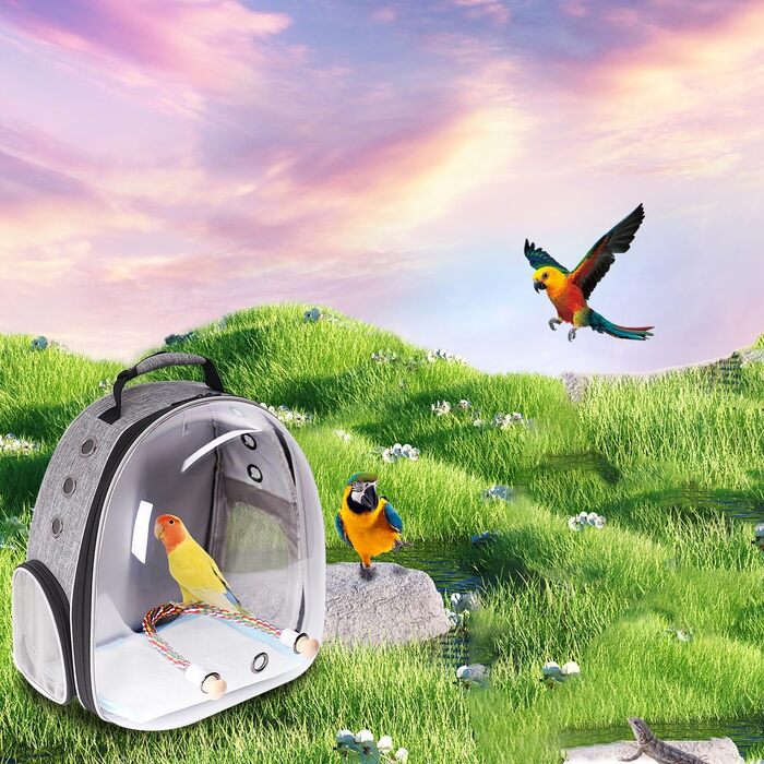 Рюкзак-переноска для птахів Interfashioner® Bird Carrier Rucksack, сірий (Feathered Grey)