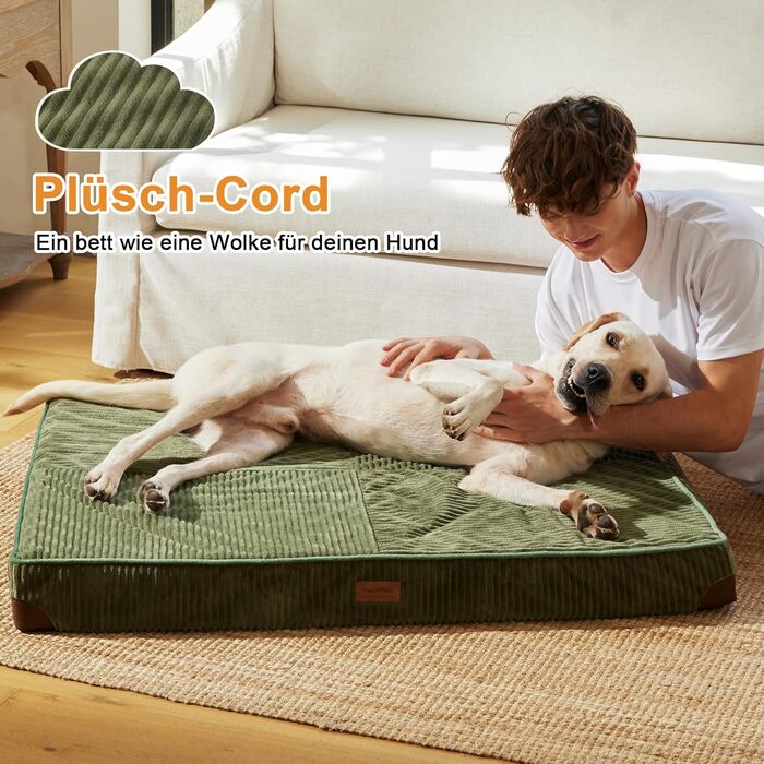 Ортопедичне ліжко для собак FUKUMARU - 91x56x9 см, зелене, водонепроникне, з антиковзким покриттям