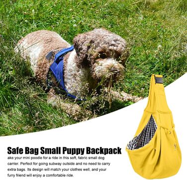 Жовта сумка-переноска для собак та цуценят – зручна, з регульованим ремінцем для прогулянок та подорожей