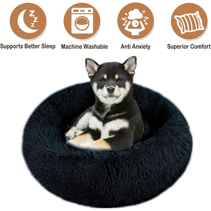 Зручне заспокійливе ліжко для собак середнього розміру, миється, Anti-Angst, ліжко-пончик, розкішне, тепле, м'яке, покращений сон, дивовижне ліжко для котів, затишне, з неслизьким дном