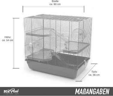 Клітка для гризунів ZooPaul Premium XXL, беж, з аксесуарами, 60x36x54 см, для мишей і хом'яків