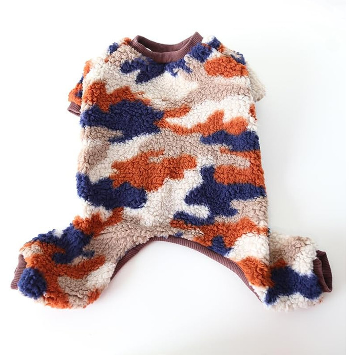 Піжама для собак, тепла, флісова, комбінезон, костюм для цуценят та собак середніх розмірів (XXL, камуфляж)