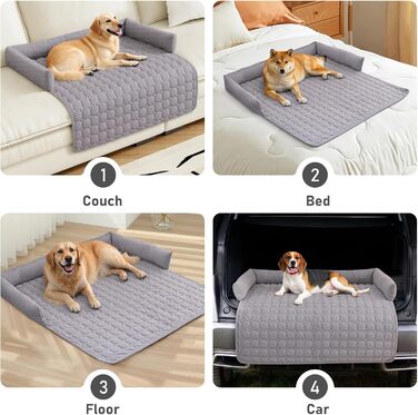 OKYUK Преміум лежанка для собак - захист дивану для тварин, ручної роботи та пральна подушка для собак, м'яка лежанка для собак всіх розмірів (Kord Hellgrau, 75 x 75CM) 75 x 75 x 10 cm Kord Hellgrau