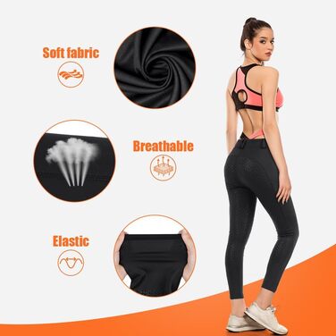 Легінси для верхової їзди жіночі HOTUT з силіконовим покриттям, висока талія, кишеня для телефону та петлі для ременя