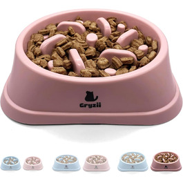 Миска для собак великих порід, повільне годування, антигликальна миска, для здоров'я травлення, проти блювоти, нековзна підставка, рожева, для великих та XXL собак
