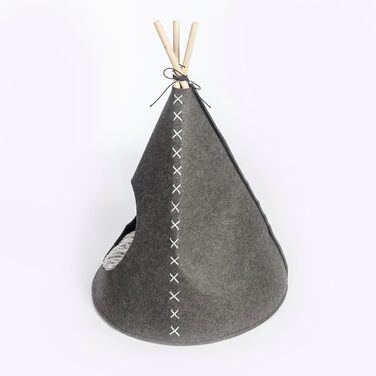 Ліжко для собак і котів Danish Design, м'який фетр, універсальний розмір 55x55x64 см, сірий