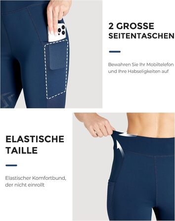 Легінси для верхової їзди FitT4 для дівчаток та жінок, дихаючі та еластичні, з силіконовими колінцями та верхньою частиною, для верхової їзди та велосипеда (Морська синя, XS)