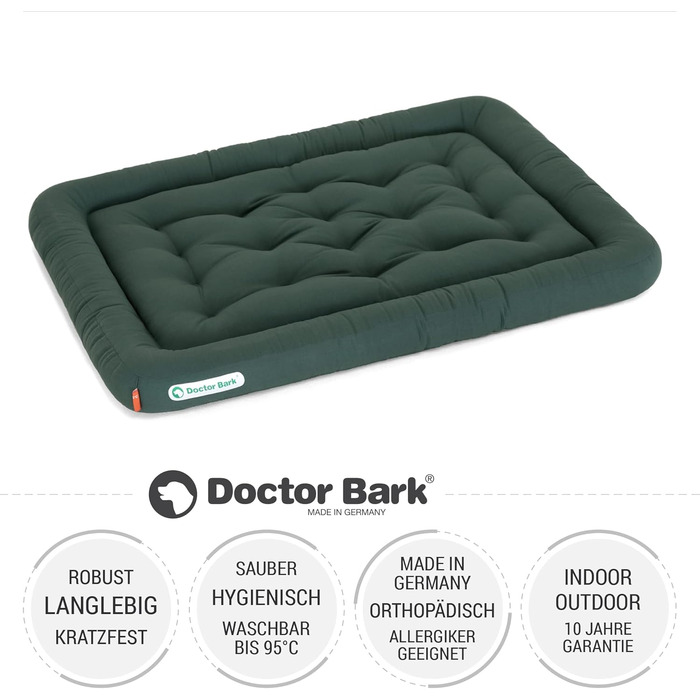 Ортопедична лежанка для собак Doctor Bark, 90x70 см, зелена, 95°C, гігієнічна, міцна та зручна
