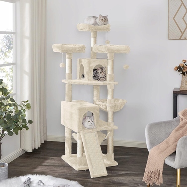 Низька дряпалка, висока дряпалка, лежанка та килимки-дряпалки