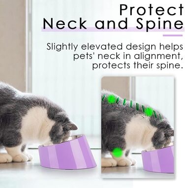 Нахилений годівниця для собак та котів SuperDesign 15°, піднята годівниця, миска для тварин з антиковзним підставою з меламіну, м'ятно-зелений (фіолетовий, M)
