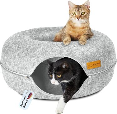 Кігтеточка-будиночок для котів з фетру, сіра, 60x60x28 см