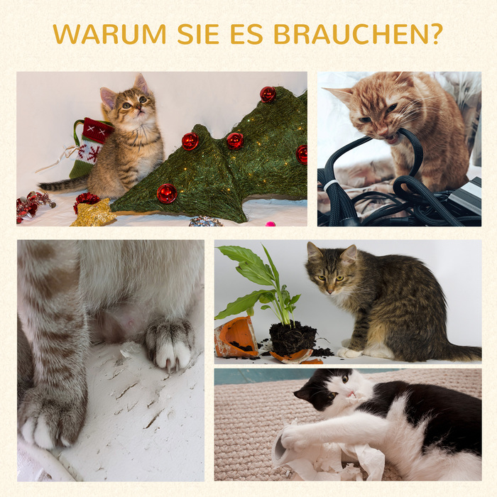 PawHut Cat Tree, 133 см, кігтеточка для кішок Cat Tree з 2 котячими печерами, зі стеблами для подряпин, подушками, м'яч, меблі для кішок, кімнатна, дуб+біла | Аосом