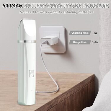 Машина для стрижки собак та котів 4 в 1 з 4 насадками: стрижка, триммінг, шліфування кігтів, видалення посічених кінчиків. Водонепроникна, для догляду за лапами, обличчям, тілом. Зелений/Білий колір