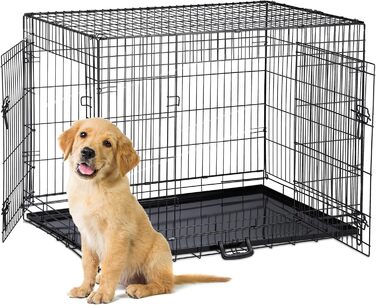 Клітка для собак Relaxdays: зручна переноска для дому та автомобіля, сталь, чорна (87x122x80 см)