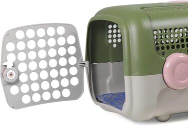 Транспортний бокс для собак та котів UNITED PETS A.U.T.O. - міцний, виготовлений в Італії, зелений/бежевий, з гігієнічною підстилкою, 51 x 37 x 33 см