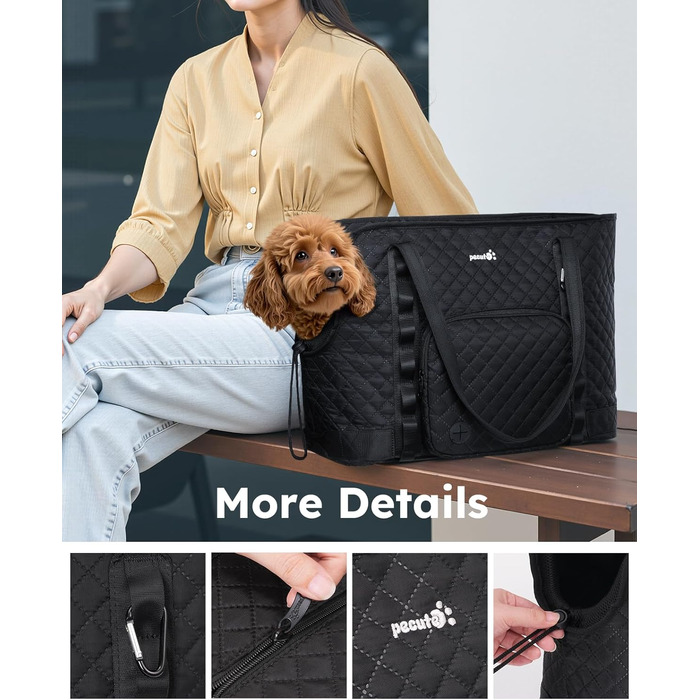 Транспортна сумка для собак Pecute, чорна XL, до 6 кг, 43x35x20 см