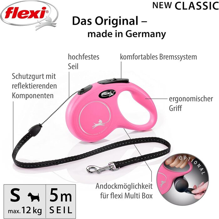 Рулетка для собак Flexi 25210769, розмір M, до 25 кг, 4.8 м, рожева