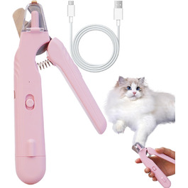 Електричний триммер для нігтів собак і котів з LED-підсвічуванням, шліфувальник для догляду за лапами та цуценятами, рожевий