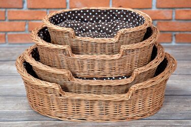 Корзина для собак з лози e-wicker24 502-60, брунатний колір, 60 x 43 x 19 см (80 x 60 x 26 см), натуральний дизайн