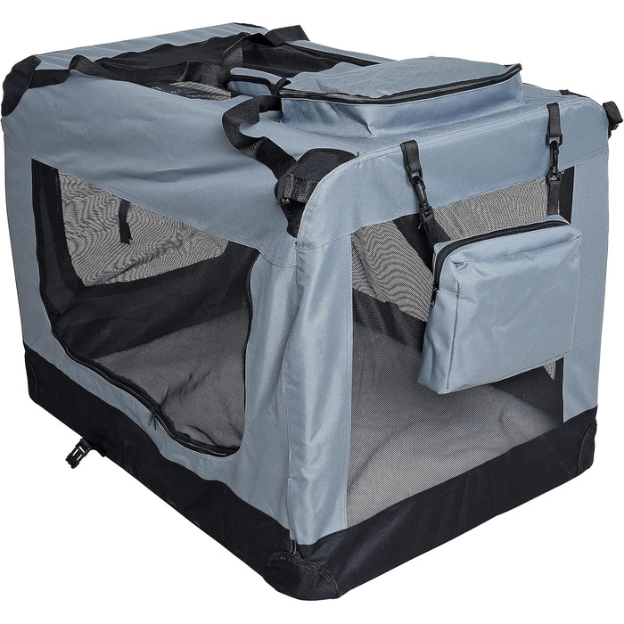 ESTEXO Клітка для собак, переноска для котів, дорожня переноска XXL сірого кольору
