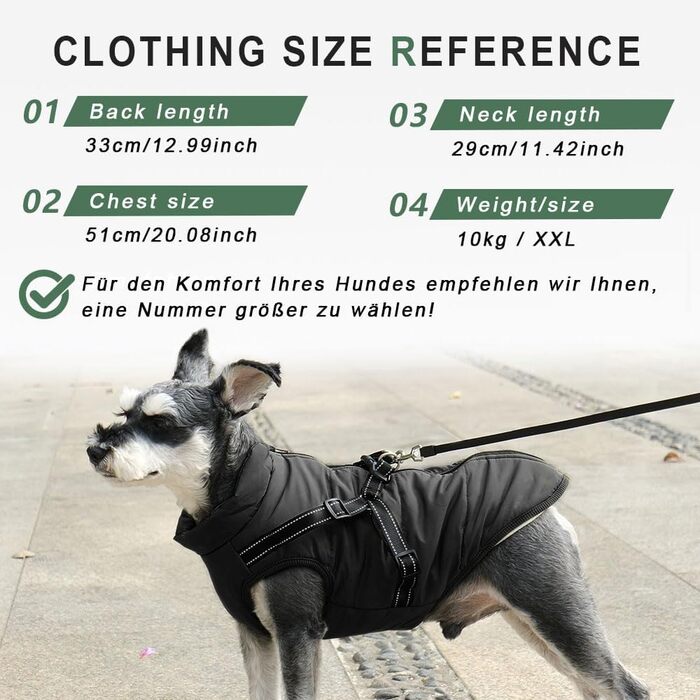 Зимовий жилет для собак, водонепроникний, з D-кільцем (зелений, XL/чорний, 4XL)