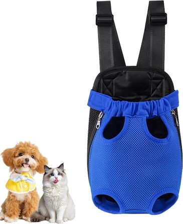 Рюкзак для собак 2.5-3.5 кг, регульований рюкзак для цуценят та домашніх тварин, переноска для собак, котів, кроликів, підходить для подорожей, блакитний (M)