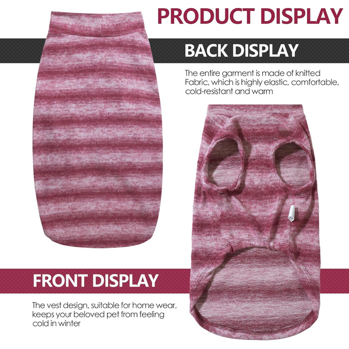 Тепла зимова жилетка для великих собак, флісова жилетка, тепла на осінь та зиму, жилетка-сорочка, розмір M, червоні смуги. Еластична, для дому та відпочинку.