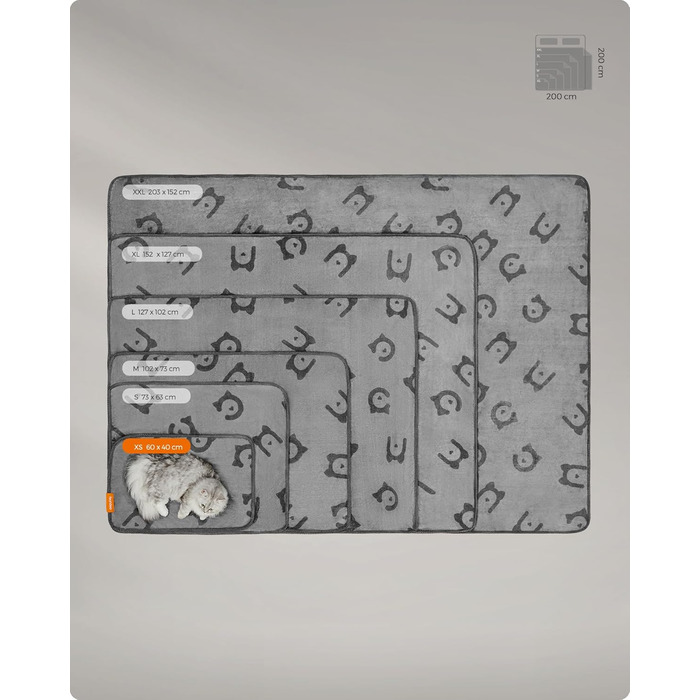 Накидка для собак Feandrea, 3 шт. в наборі, XL (152 x 127 см), фланель, сірий, захист для дивану, для собак середнього та великого розміру