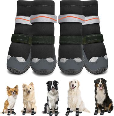Зимові чоботи для собак, захист подушечок лап, водонепроникні. Розмір 6, чорний колір