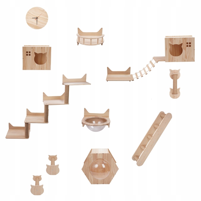 Настінний будиночок для котів Jumi XL, дерев'яний, колір бежевий екру