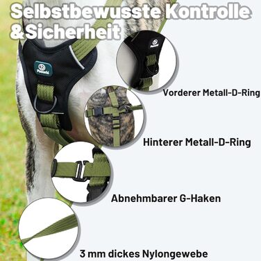 Шлейка для собак Paworld, анти-тяга, шлейка від паніки, анти-вислизання, регульована, дихаюча жилетка для собак маленьких, середніх та великих розмірів (XL) Extra Large (упаковка 1), колір: зелений