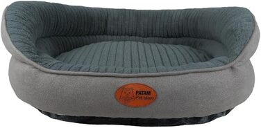 Лежанка для собак та котів Shiro, знімний чохол, легко миється, м'яка з високим бортиком, антиковзаюча підкладка, темно-сірий колір, розмір Small (51 x 41 x 20 см)