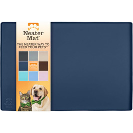 Силіконова підкладка під миску для собак і котів Neater Pet Brands, водонепроникна, темно-синя, 61×40,6 см — килимок для захисту підлоги від їжі та води
