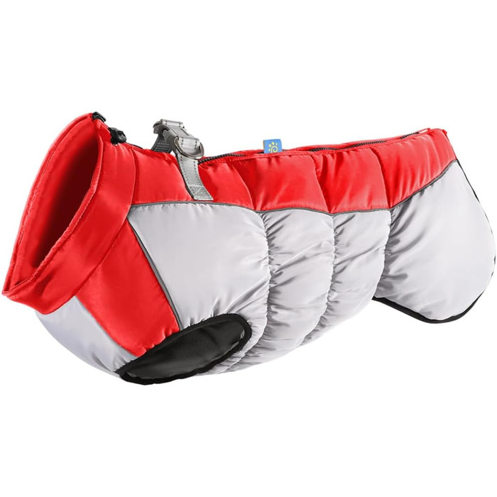 Зимова куртка для собак з металевою застібкою для повідка, тепла безрукавка для собак, відображаючий пуховик для собак, водонепроникний для великих собак (червоний, 4XL для 20-30 кг)