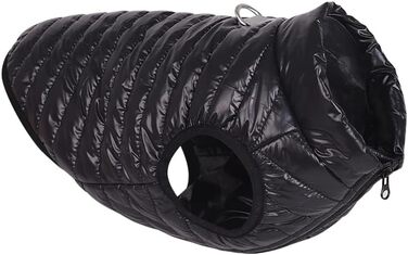 Зимовий теплий водонепроникний теплий зимовий одяг для собак з кільцем D, суперлегкий, для маленьких собак, кошенят, цуценят (XS, Чорний)