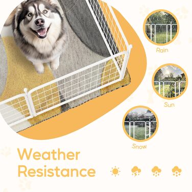 Вольєр для собак HealSmart, 61 см, 8 панелей, міцний метал, портативний, для дому та вулиці, кемпінг, подвір'я, автодом, садовий загін, приватність, тераса, білий