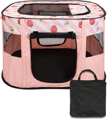 Зручний вольєр для тварин Belle Vous Pinker: для собак та котів, розкладний, дихаючий, знімний верх, для дому та вулиці