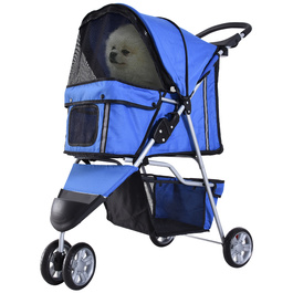 PawHut Dog Stroller Dog Buggy для собак і кішок різнокольоровий синій, складний і легкий, ідеально підходить для поїздок