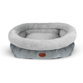 Ліжко для собак та котів Kira Grau, знімний дизайн, м'яке та нековзне, машинне прання, Small 51x46x18 см