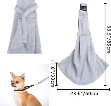 Тканина-кенгуру для цуценят до 7.5 кг, переноска для собак з регульованим плечовим ременем, переноска для домашніх тварин, літня переноска для котів та собак (сіра)