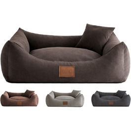 Лежак для собак Sofa Sun, 100x80 см, темно-коричневий, 6 розмірів, 4 кольори, м'який диван для собак, подушка, кошик