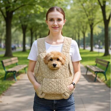 Рюкзак-переноска для собак та котів Ahuuen - дихаючий, м'який, для маленьких собак, кошенят, подорожей, кемпінгу, прогулянок, їзди на велосипеді, Khaki