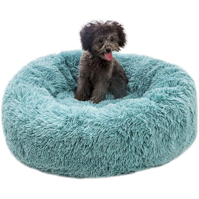 М'яке ліжко для домашніх тварин з плюшу, кругла/овальна форма, ліжко-гніздо для собак та котів, дуже м'яке, 70 см (без синього кольору)